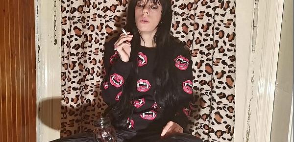  Smoking goth girl after a long day behind the scene pt1 HD